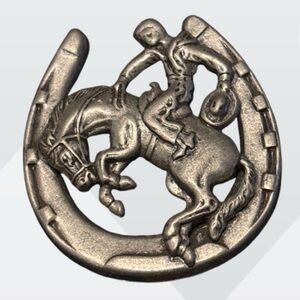 Gift with purchase Pewter Colour Cowboy and Horse Brooch